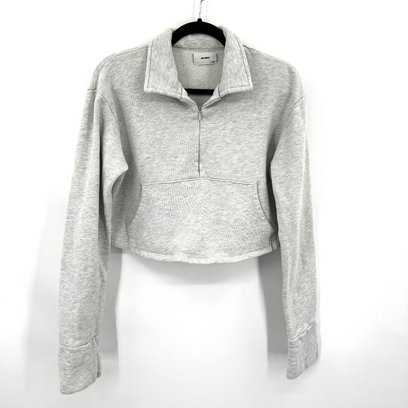 JOAH BROWN *Flawed* Heather Gray Cropped Half Zip Sweater Size Small / Medium - Picture 1 of 9